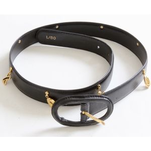 Paloma Picasso XO Black Leather Charm Belt Sz L Vintage